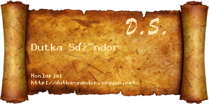 Dutka Sándor névjegykártya